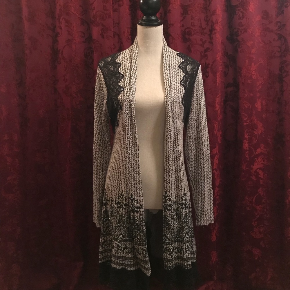 Black and white lacy cardigan